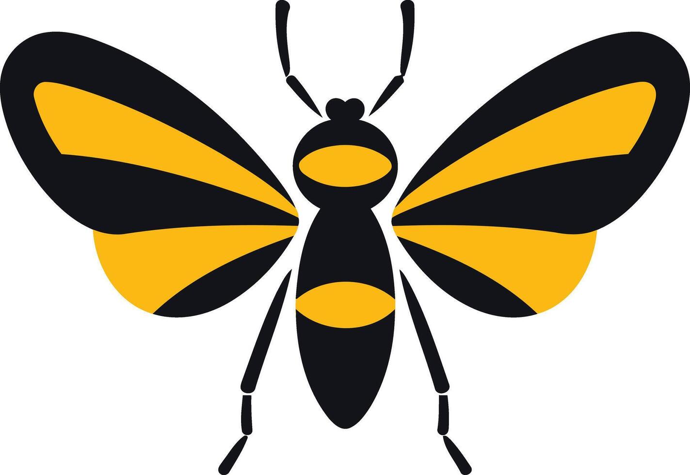 A simple yet striking silhouette of a bee with yellow and black stripes vector