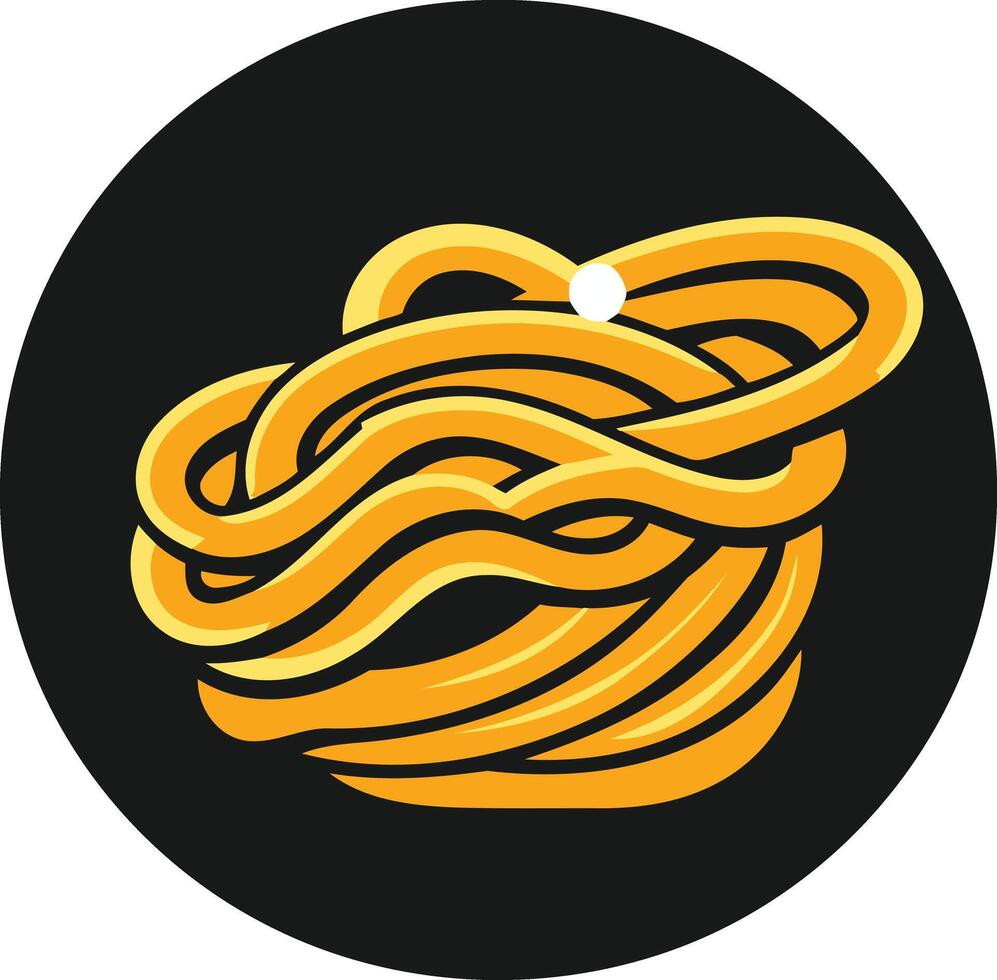 A stylized illustration of spaghetti noodles on a black background vector