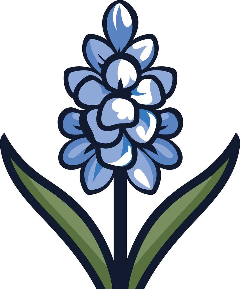 A charming blue hyacinth flower illustration, perfect for spring themes, floral designs, and nature inspired projects vector