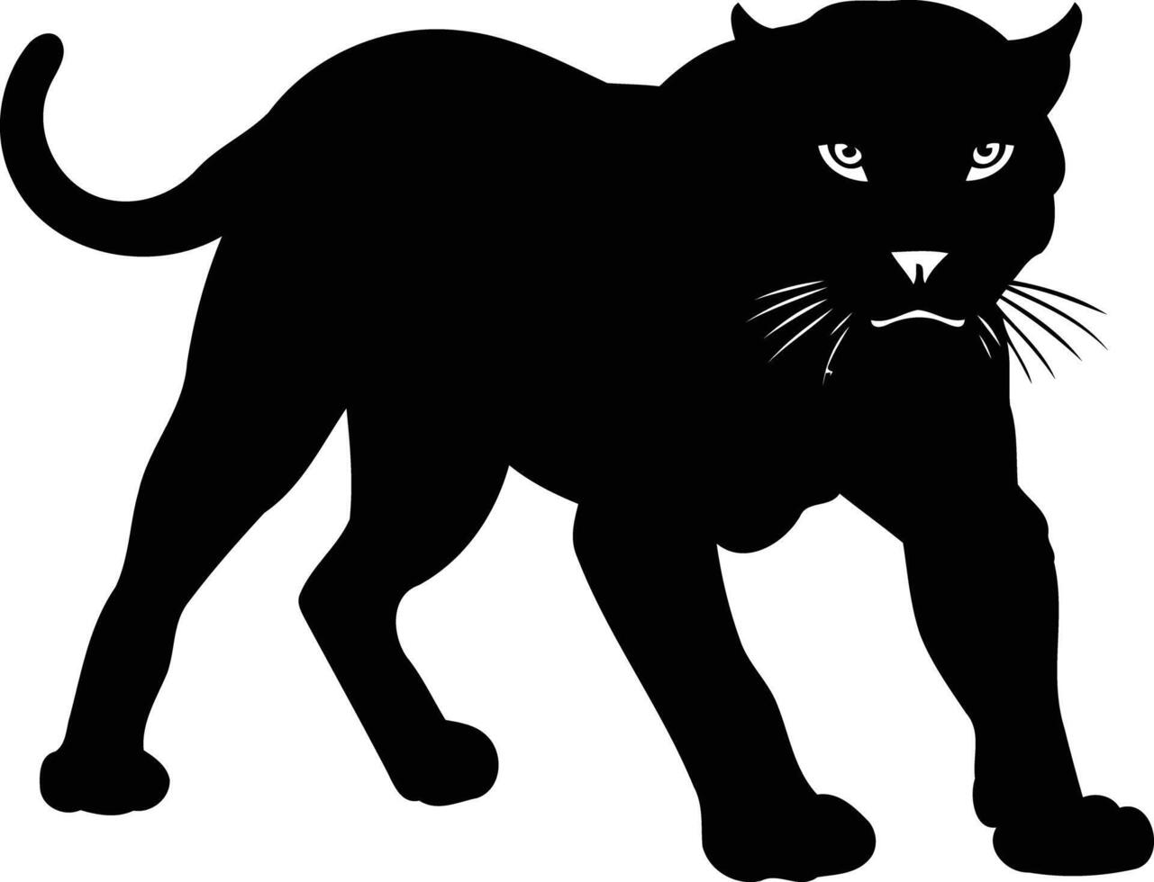 A bold silhouette of a panther, showcasing its powerful stance and piercing gaze vector