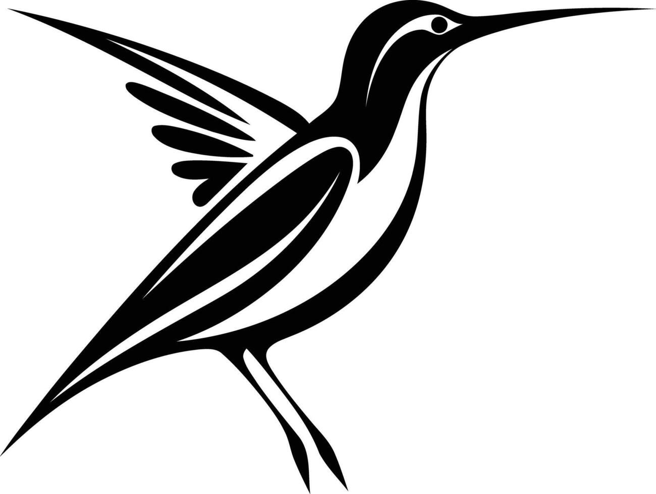 Stylized black and white hummingbird silhouette perfect for logos, branding, and nature themed designs vector