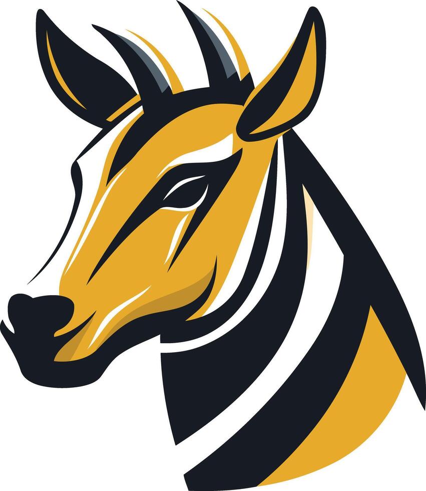 Striking, minimalist illustration of a zebra head, perfect for logo design, branding, or wildlife themed projects vector