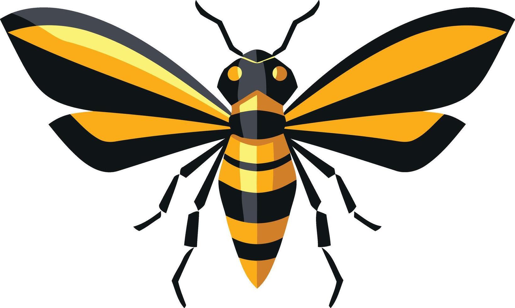 A bold, stylized bee illustration with black and yellow stripes vector