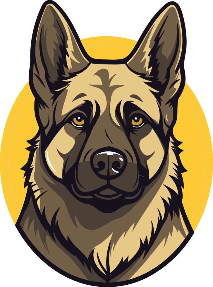 A bold and striking illustration of a german shepherd's head vector