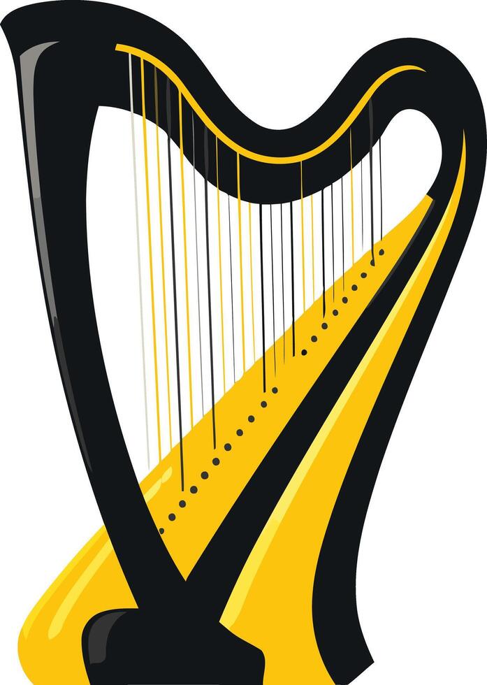 A simple and elegant illustration of a black and yellow harp vector