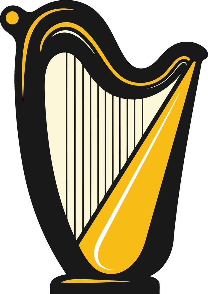 A simple, bold, and elegant illustration of a harp, perfect for adding a musical touch to your designs vector
