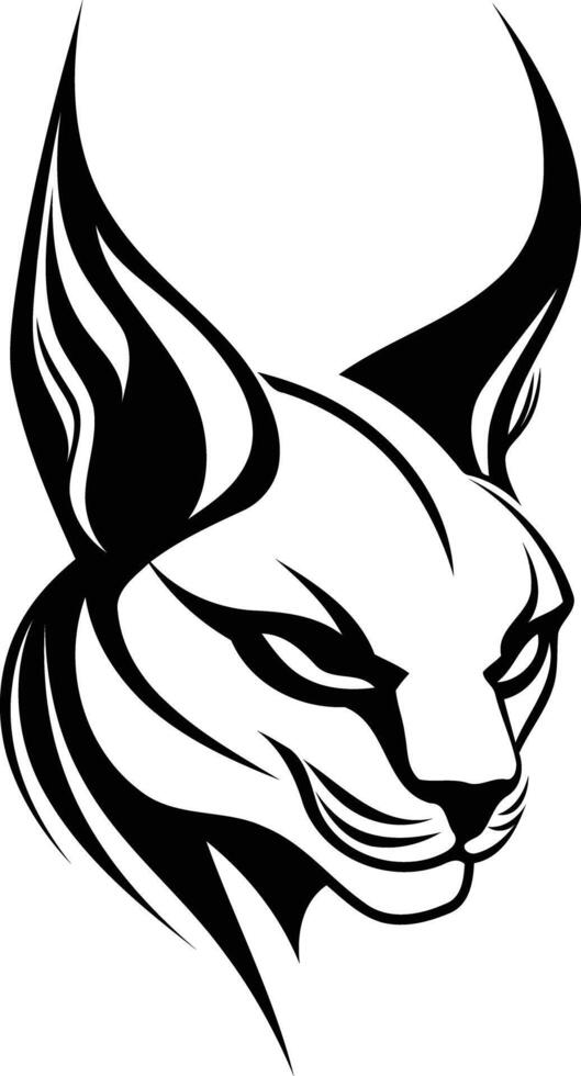Fierce and stylish black and white element illustration of a lynx head vector