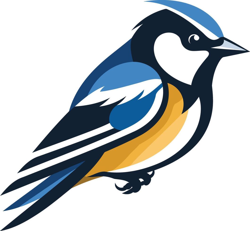 A vibrant bluebird logo with bold lines and a striking design, perfect for branding nature inspired businesses and organizations vector