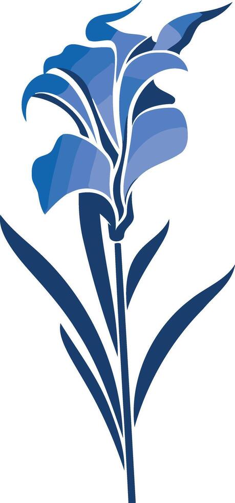 Elegant blue flower silhouette, perfect for minimalist designs, branding, or decorative elements vector