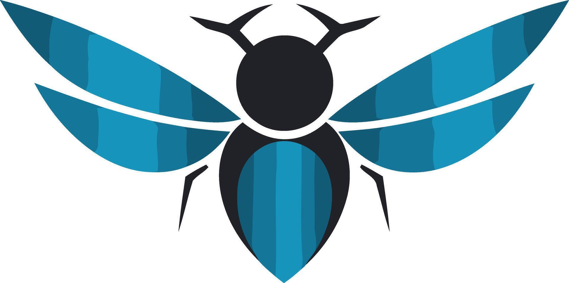 Modern, abstract bee logo design with blue and black color scheme vector