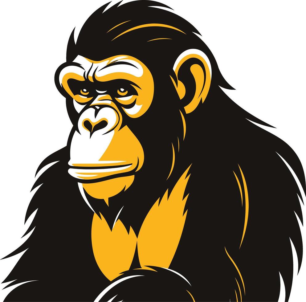 Close up of a powerful chimpanzee with a serious expression vector