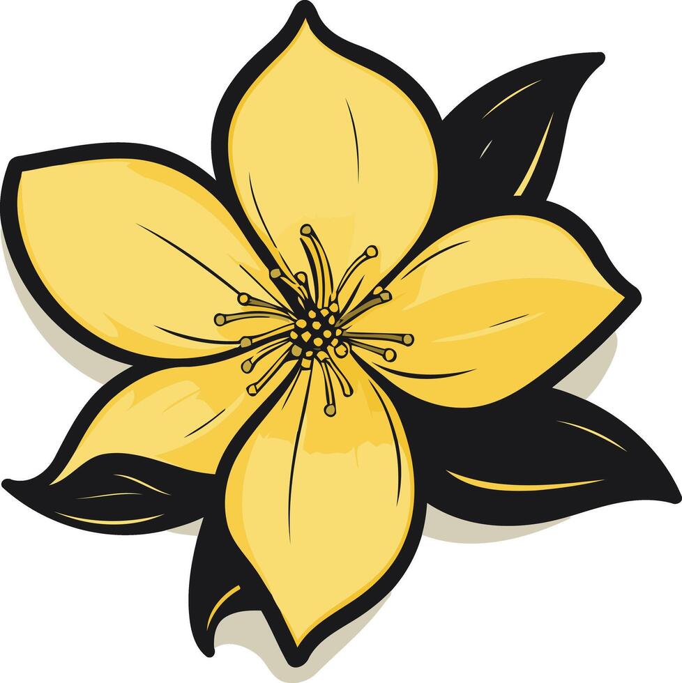 A vibrant yellow flower with black outlines, perfect for adding a touch of nature to your designs vector