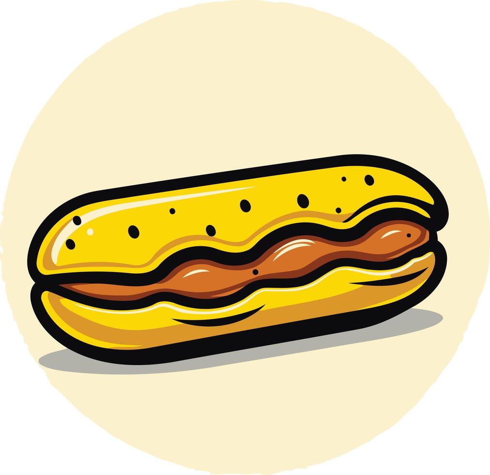 Cartoon illustration of a delicious eclair pastry, perfect for your bakery or dessert menu design vector