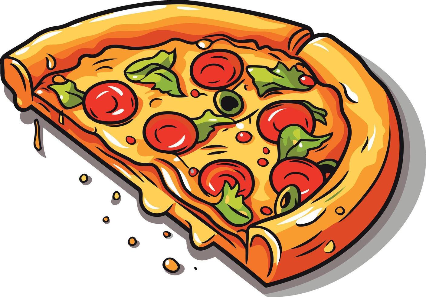 A Melted Slice of Pizza with Toppings vector