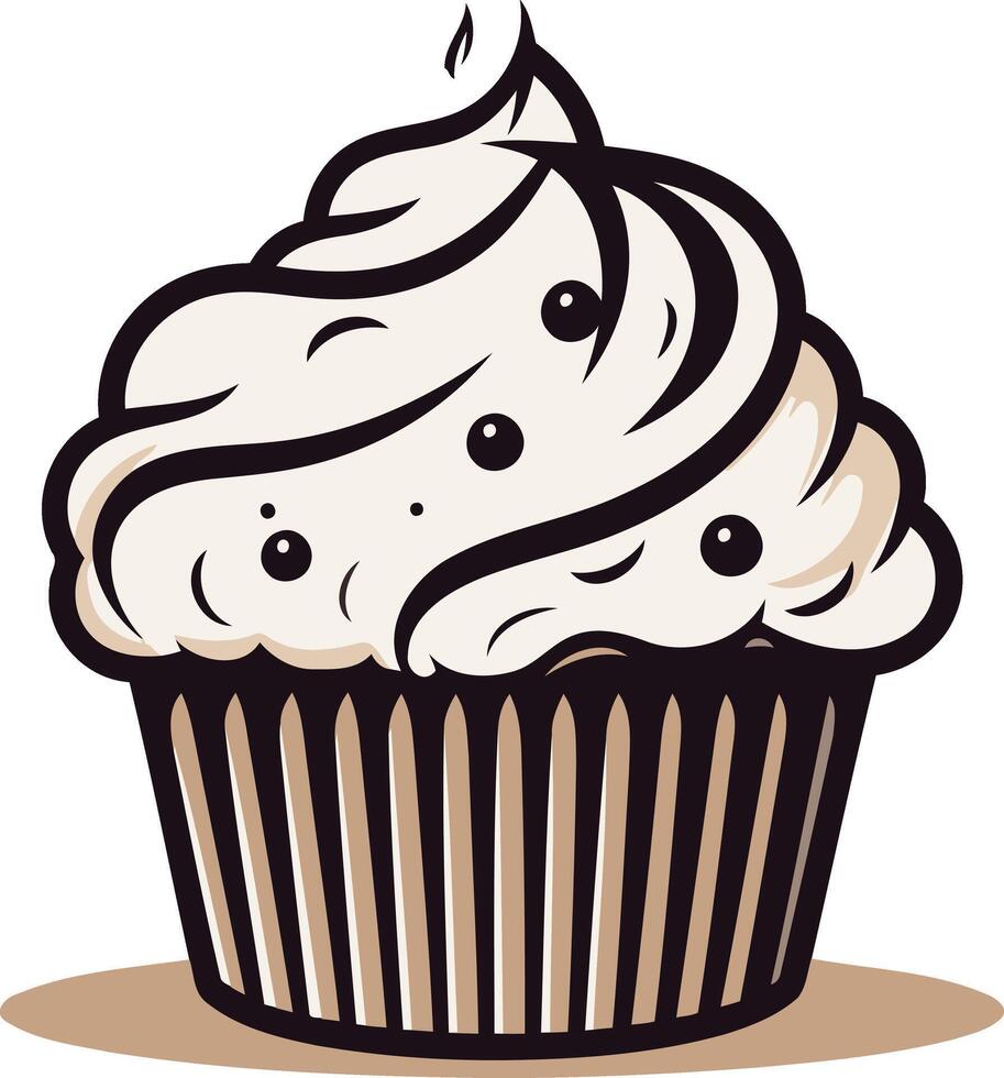 Cartoon Illustration of a Cupcake vector