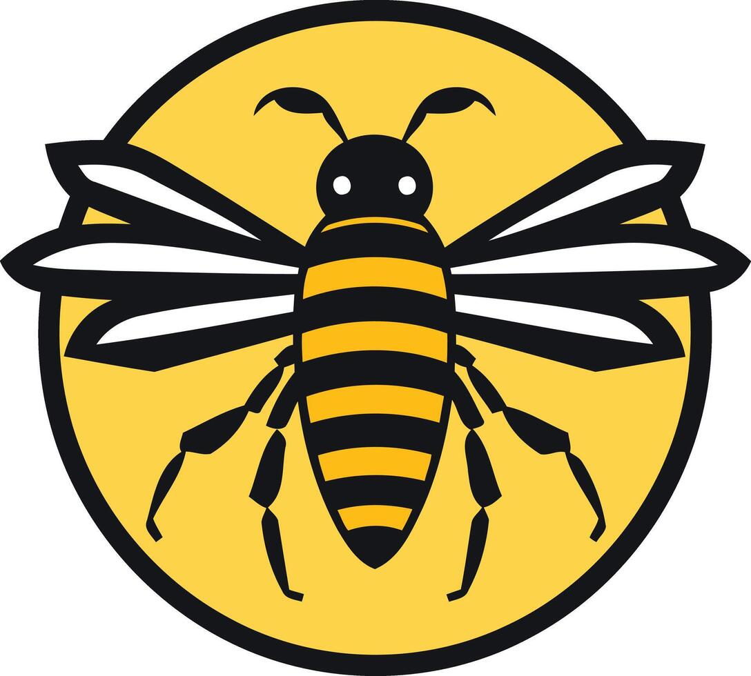 Bold and iconic bee logo design featuring a stylized bee with wings spread wide vector