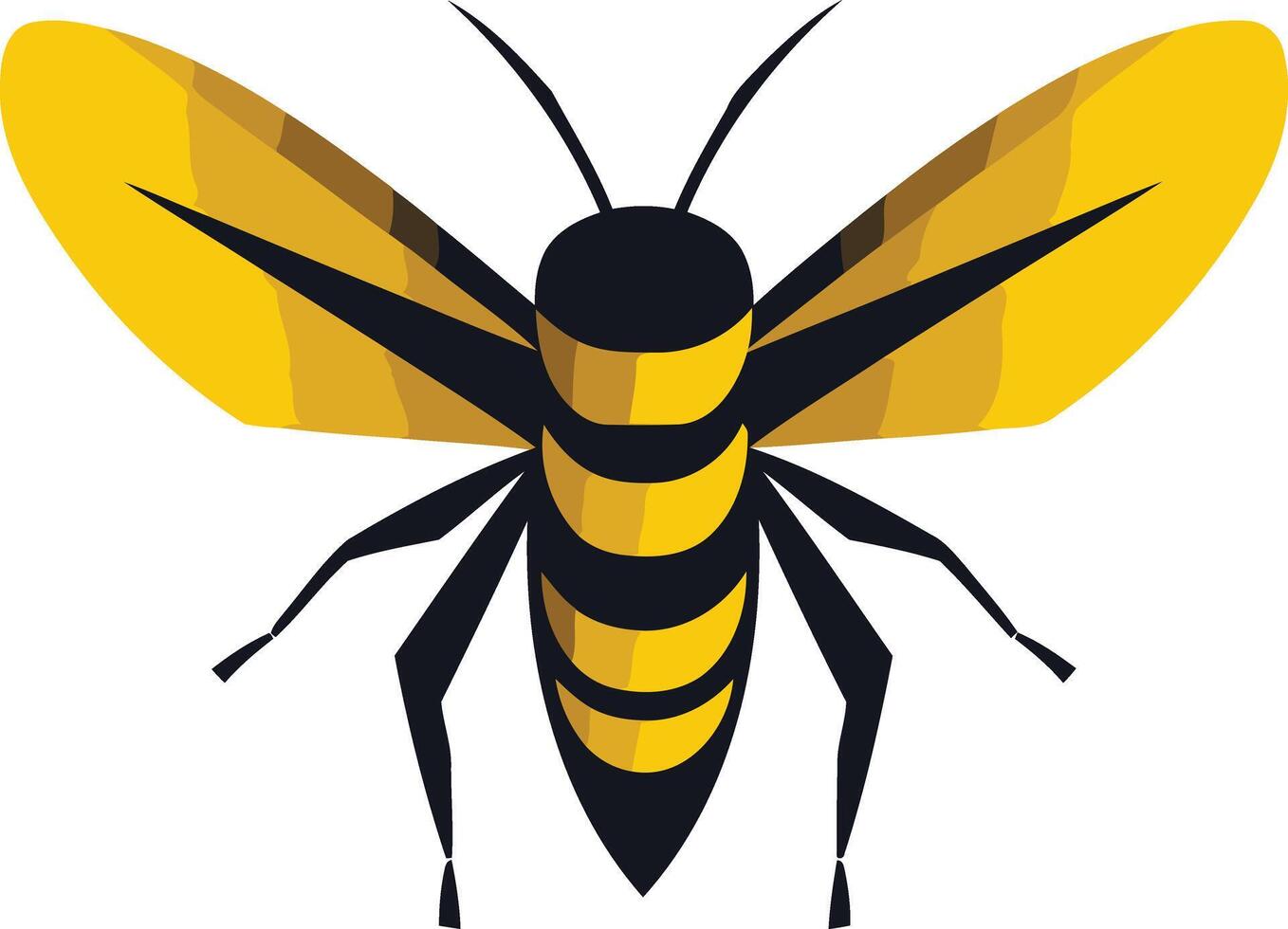A bold, flat design of a yellow and black bee, perfect for branding, logos, and illustrations vector