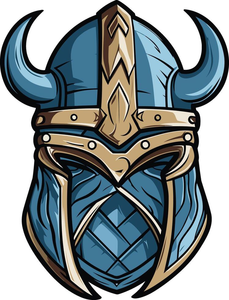 Blue and Gold Viking Helmet vector