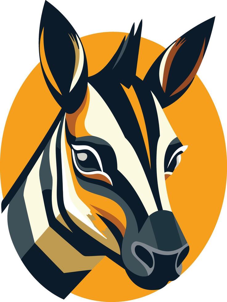 A bold and graphic illustration of a zebra's head, perfect for branding, logos, and safari-themed designs vector