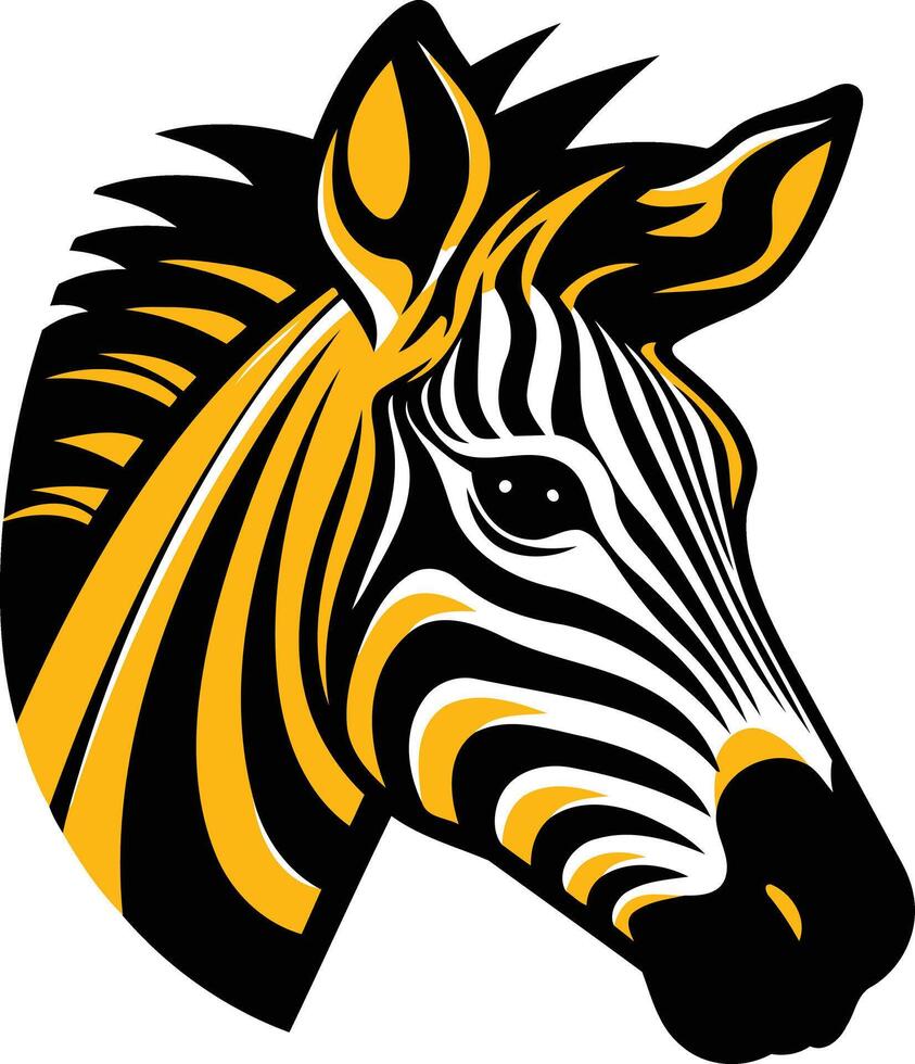 Bold and graphic zebra head illustration, perfect for branding, logos, and animal-themed designs vector