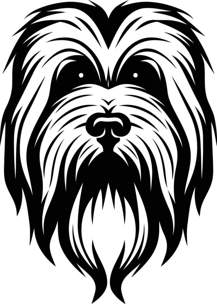 A bold and striking black and white illustration of a dog's head, perfect for logos, t-shirts, and pet-related designs vector