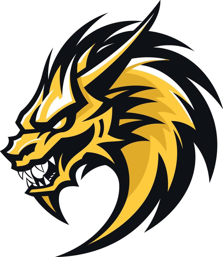 Golden Dragon Mascot with Aggressive Style vector