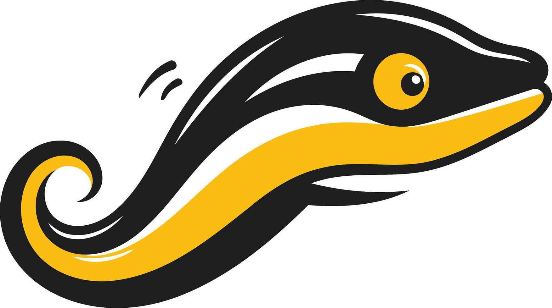 A playful cartoon eel with a yellow stripe and a friendly eye vector