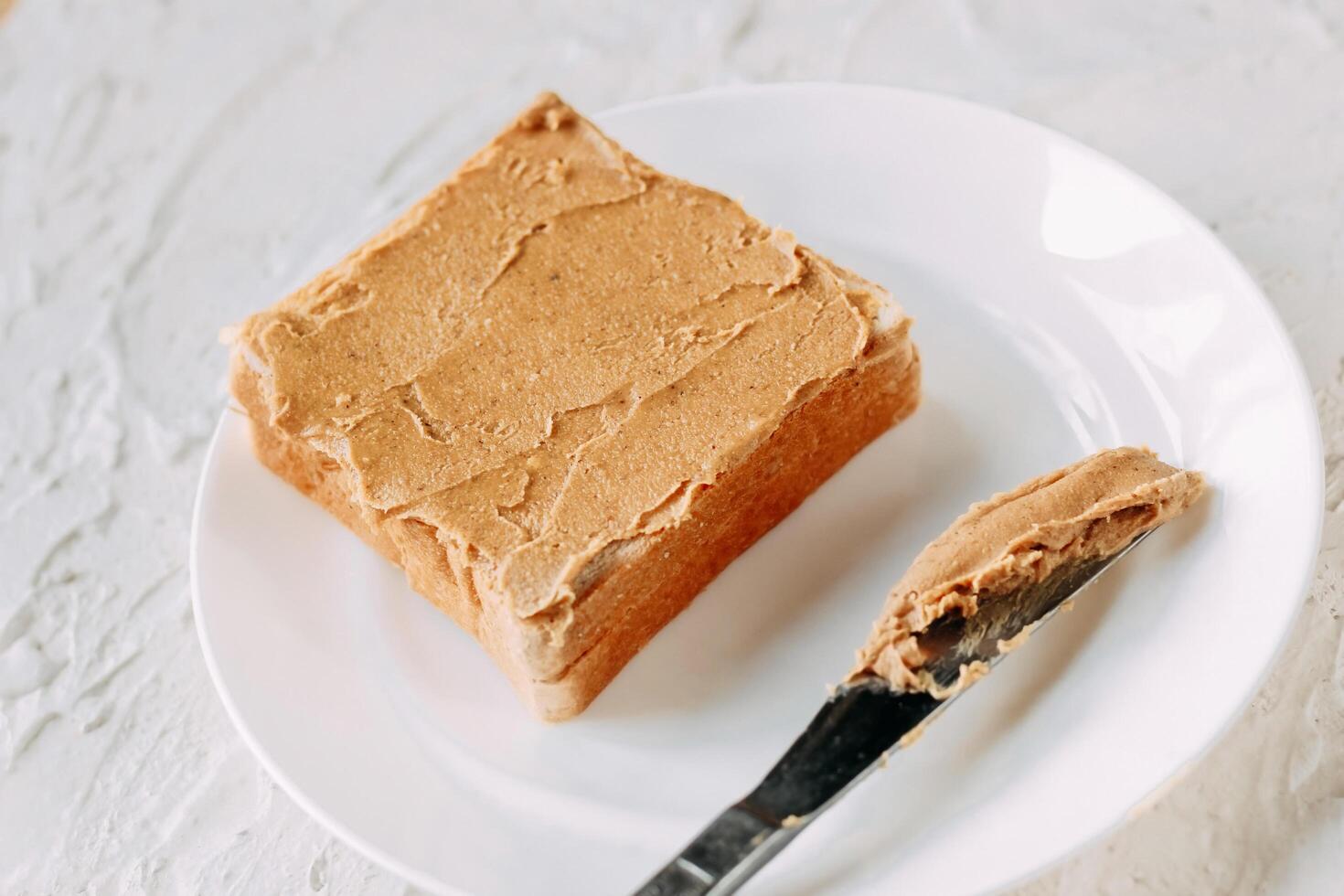 peanut butter sandwich. Healthy and tasty breakfast or snack. photo