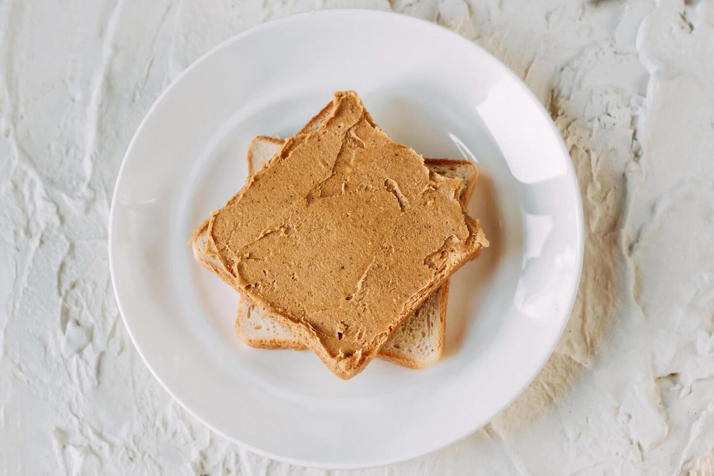peanut butter sandwich. Healthy and tasty breakfast or snack. photo