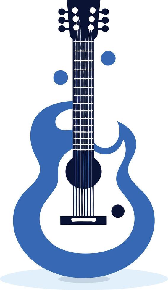 Acoustic Guitar with a Blue Flame Design vector