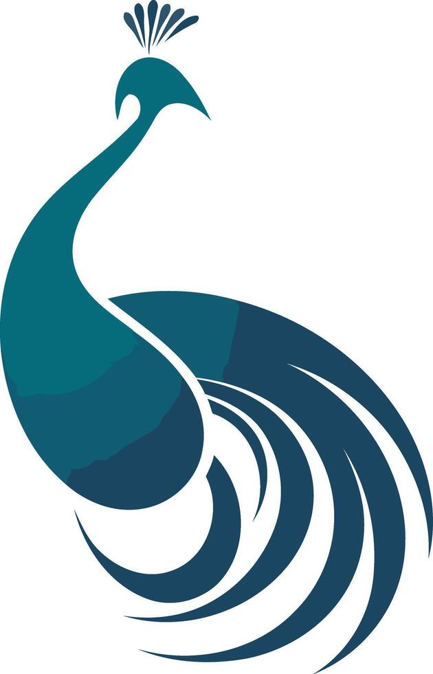 A stylized peacock design in teal blue, perfect for use as a logo, icon, or decorative element vector