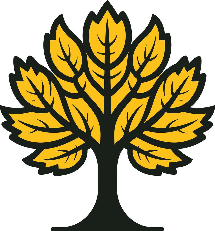 Stylized Tree with Golden Leaves vector