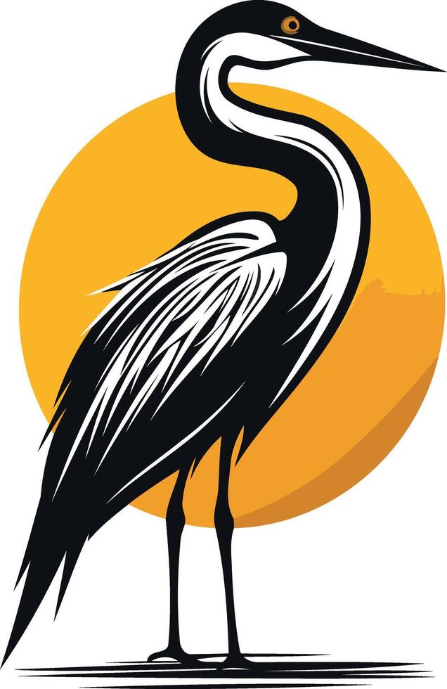 Silhouette of a Heron Against a Sunset vector