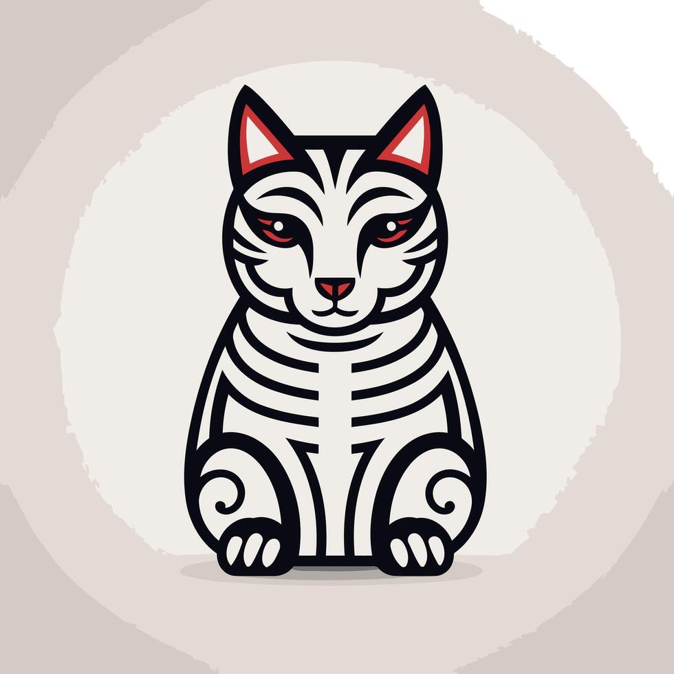 White Cat with Red Eyes vector