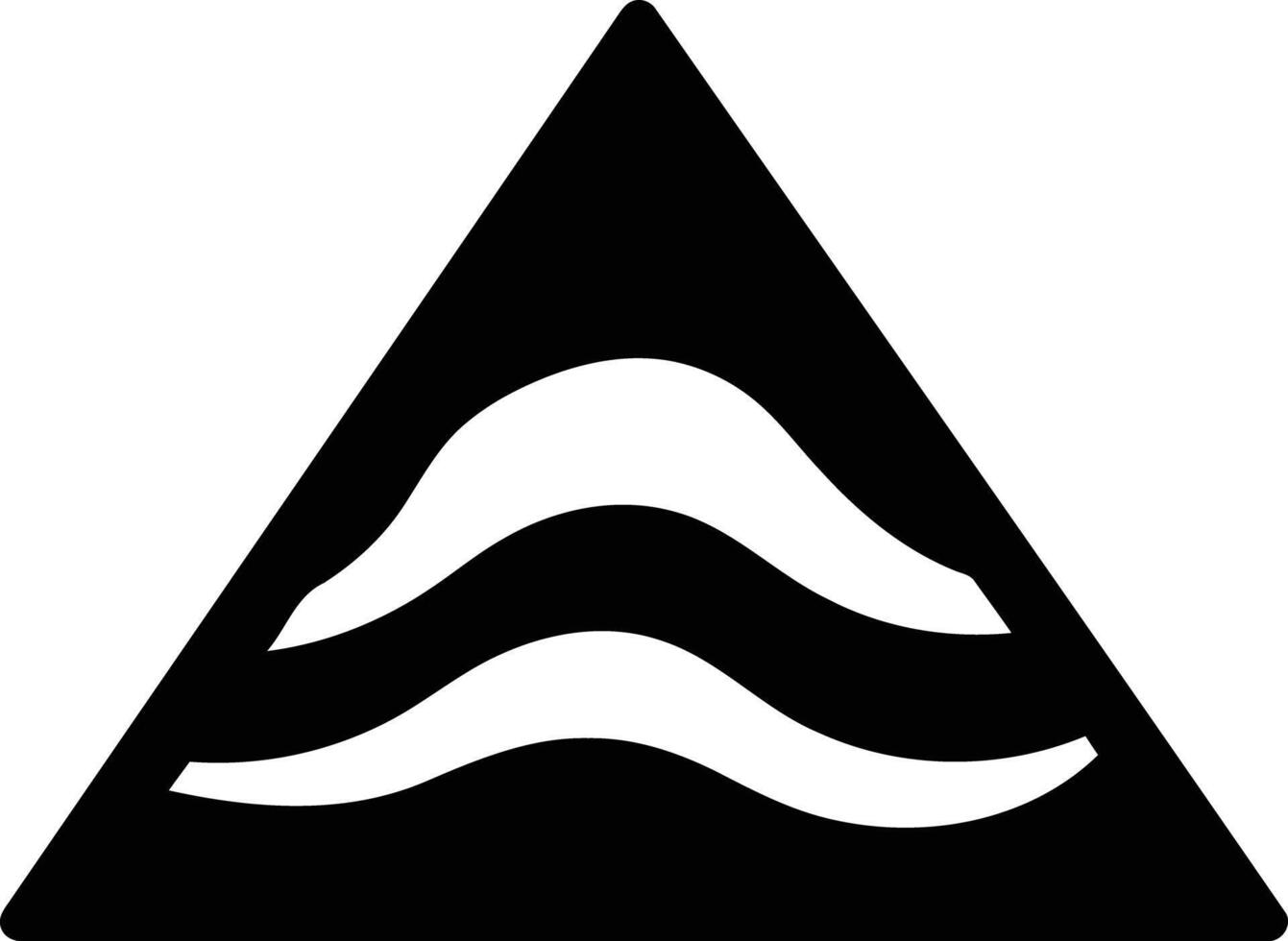 A simple yet powerful logo design featuring a black triangle with two white waves inside vector