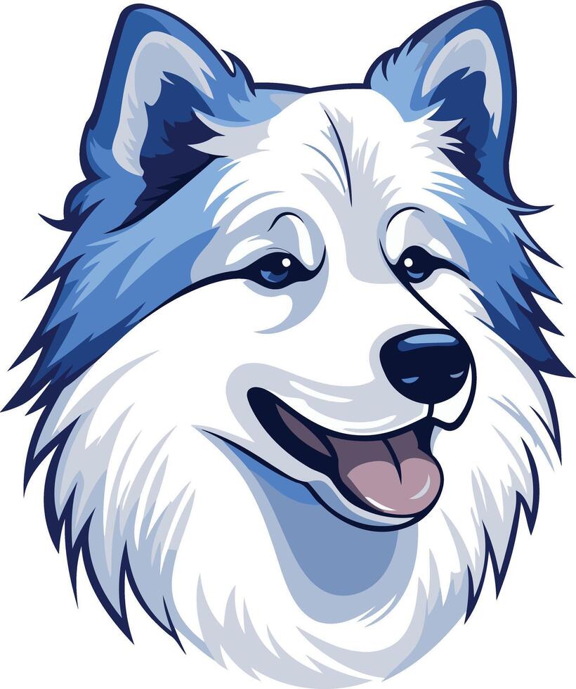 Smiling cartoon dog with blue fur and white fur vector
