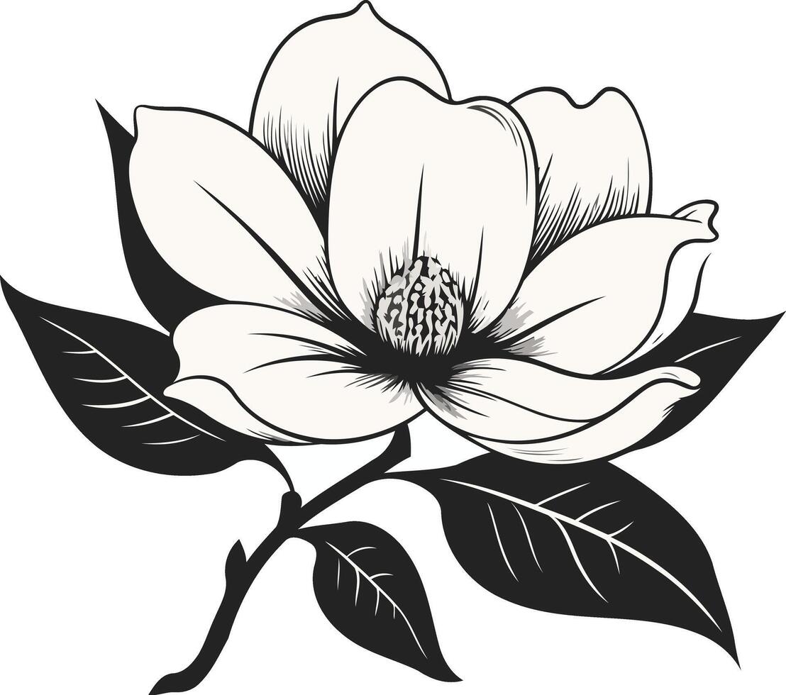 Black and White Magnolia Blossom vector