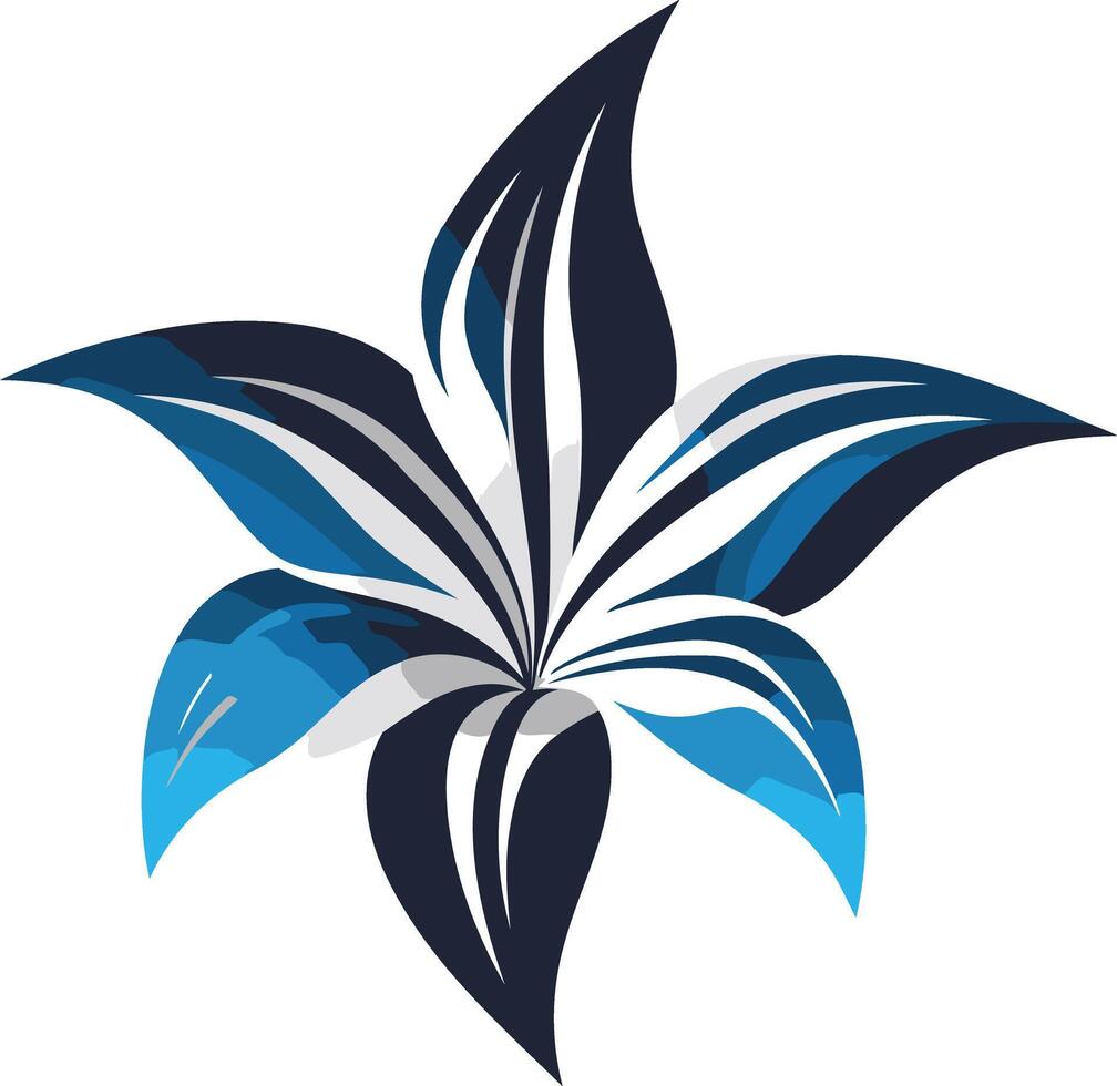 A stylized blue and black lily flower, perfect for branding or design projects needing a natural, elegant touch vector