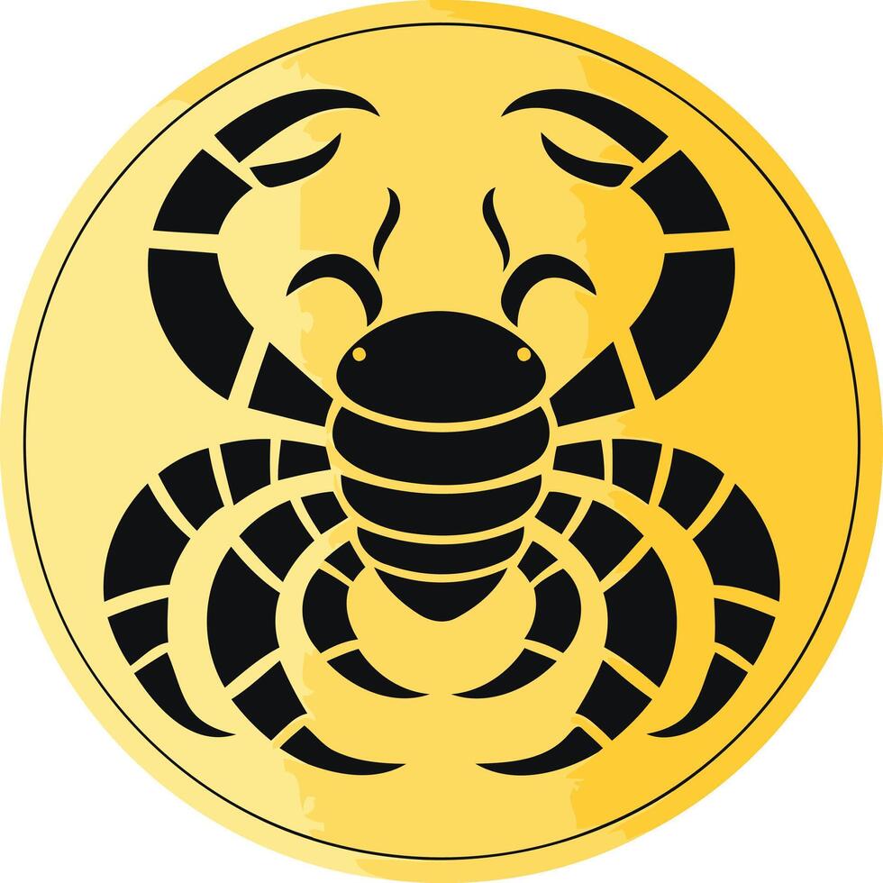 A bold and striking logo featuring a scorpion in a circular frame vector