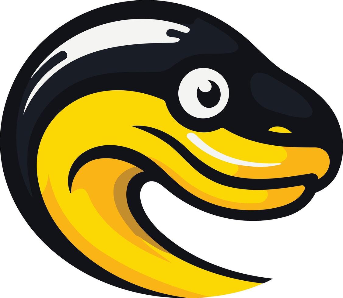 A friendly cartoon snake head with big eyes, perfect for a logo, mascot, or branding element for a children's product or service vector