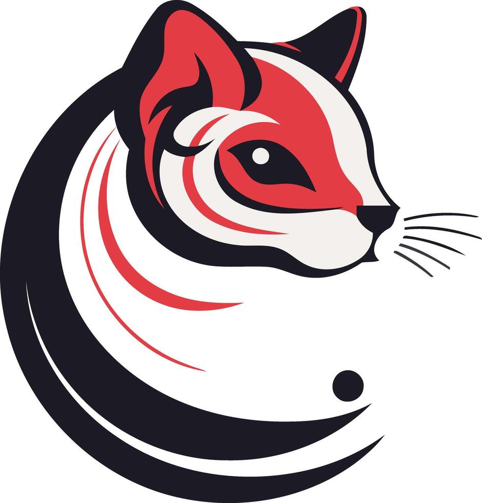 Stylized Cat Portrait with Yin Yang Symbol vector