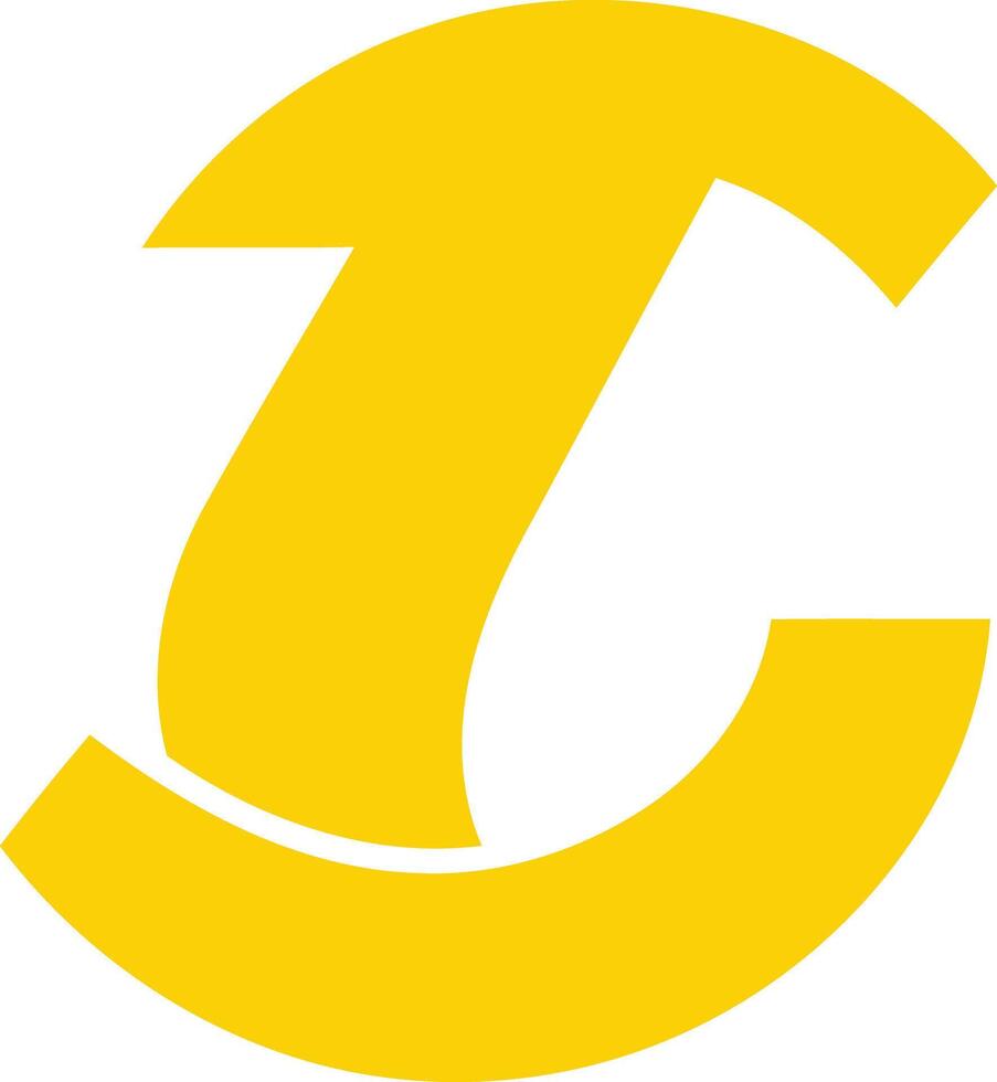 A bold, yellow, stylized letter c logo, perfect for branding or creating a modern and dynamic design element vector
