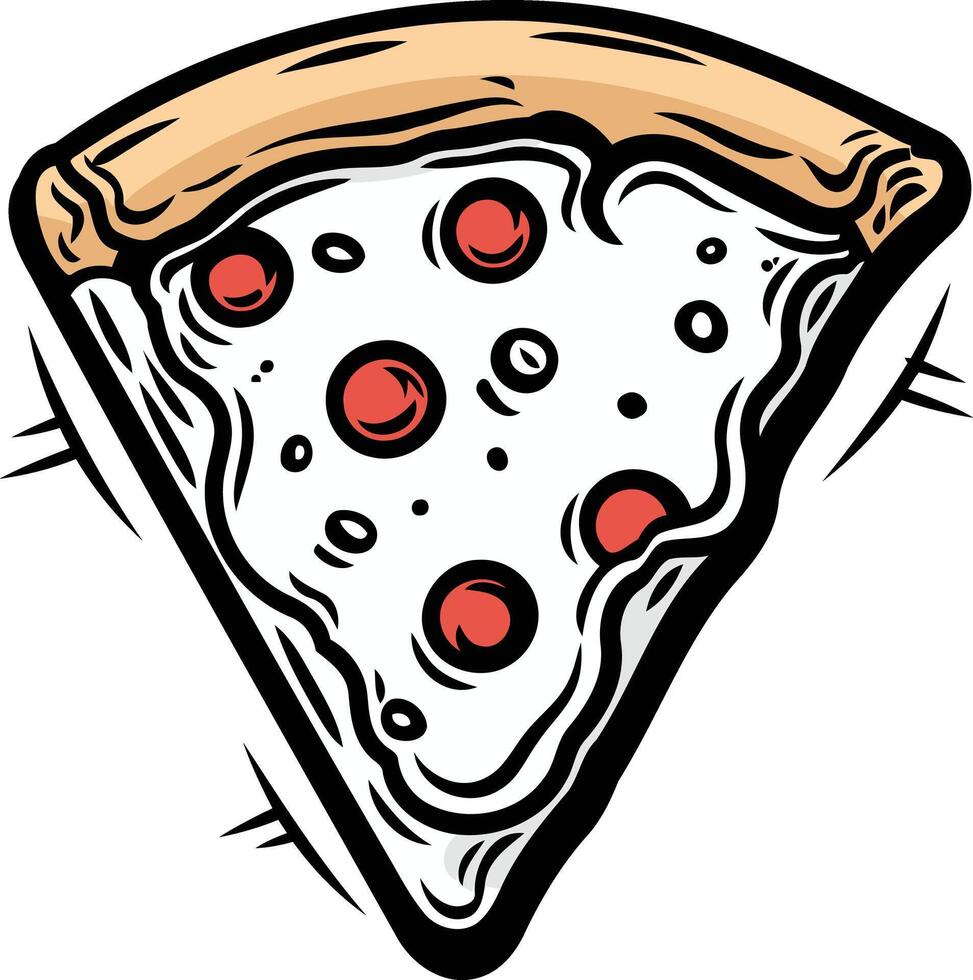 Slice of Pepperoni Pizza with a Cartoon Style vector