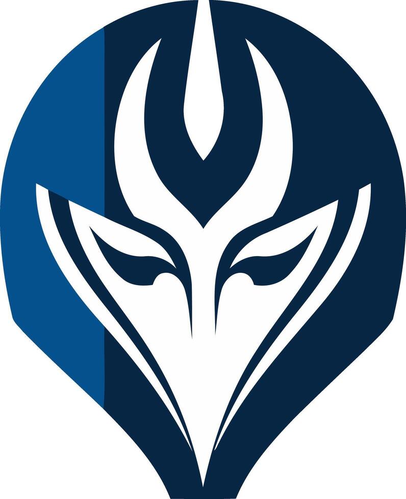 A bold and abstract logo design featuring a stylized face with sharp lines and a dramatic silhouette vector