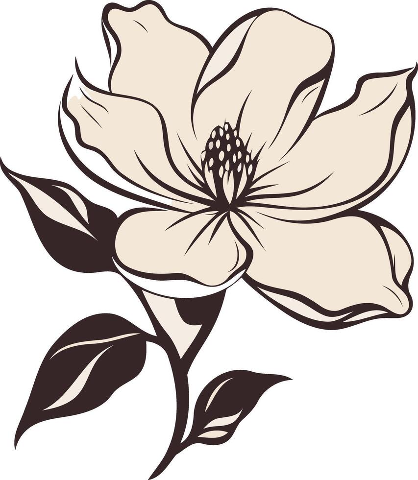 Elegant Flower with Beige Petals and Brown Stem vector