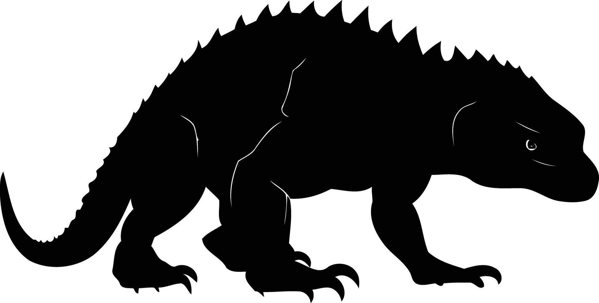 Silhouette of a powerful lizard, perfect for illustrations, logos, and designs needing a mythical creature feel vector
