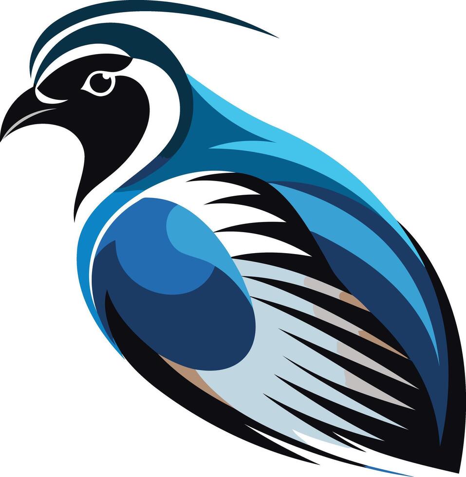 Abstract blue and black quail bird logo design vector