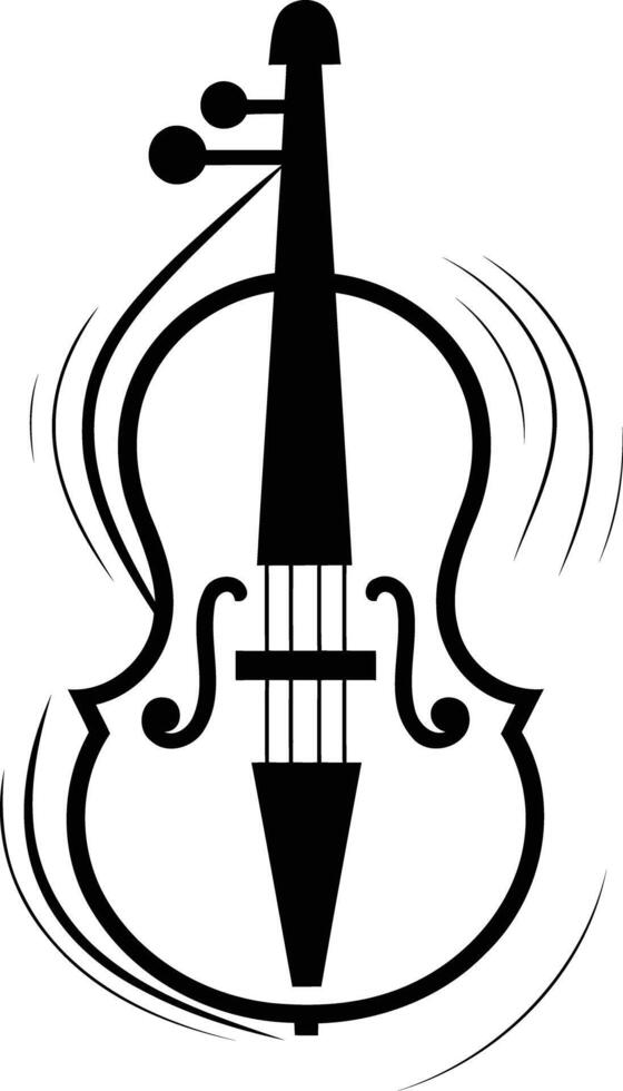 Simple yet elegant black and white violin icon vector
