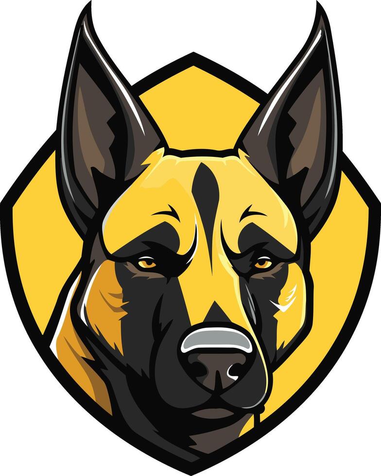 Fierce Dog Mascot with Yellow Background vector