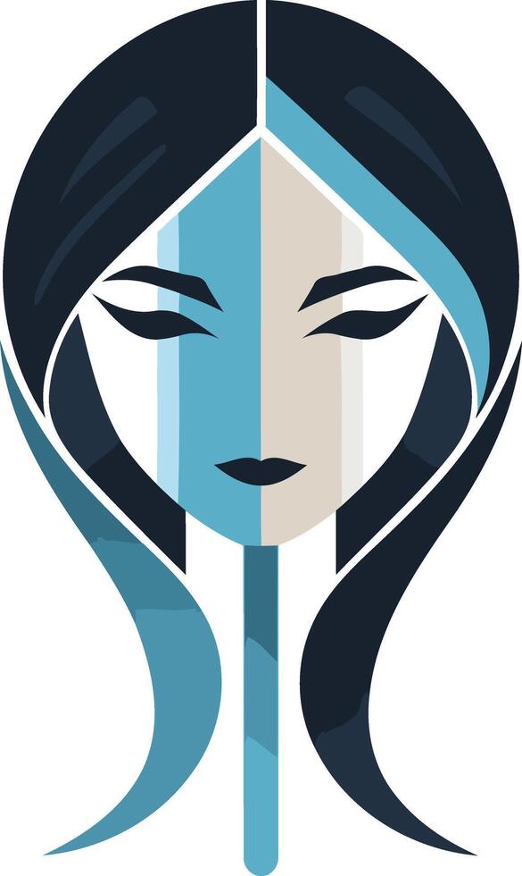 Stylish and modern abstract illustration of a woman's face with long flowing hair vector